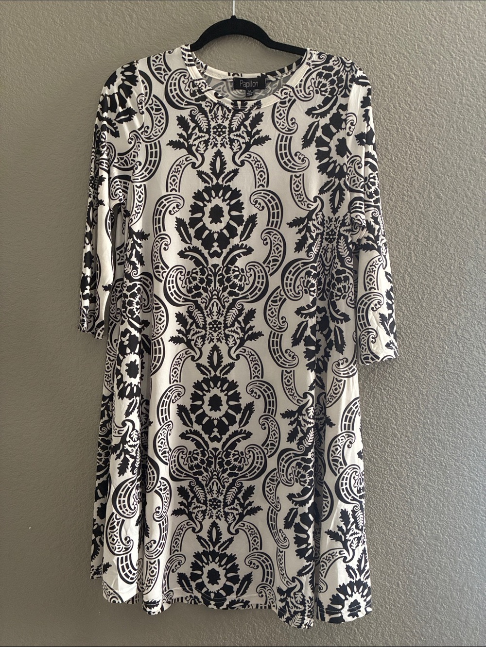 Papillon Black & White Patterned Swing Dress